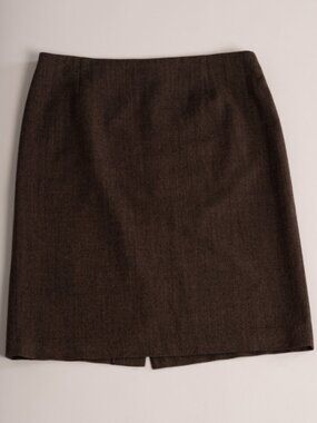 Cinzia Rocca Rare Brown Grey Tweed Wool Skirt 14 Quiet Luxury Italy Office